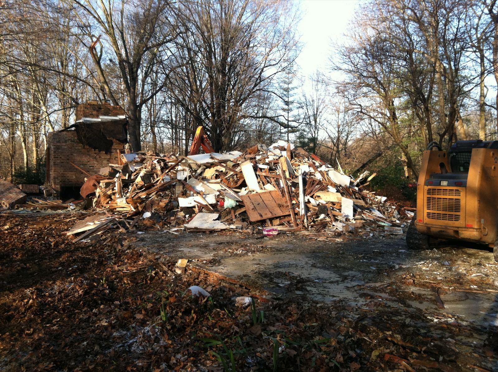 Demolition debris still on the lot.