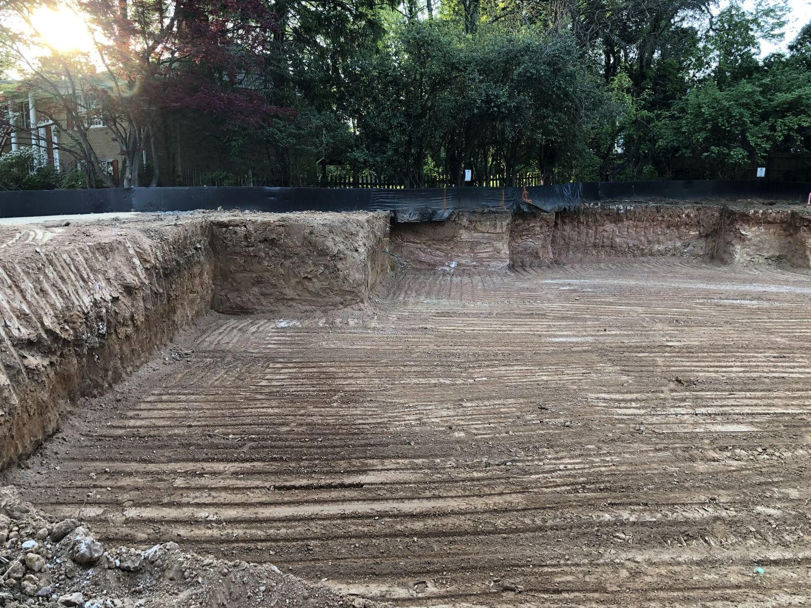 A basement excavation with clean cut walls at Touchstone.