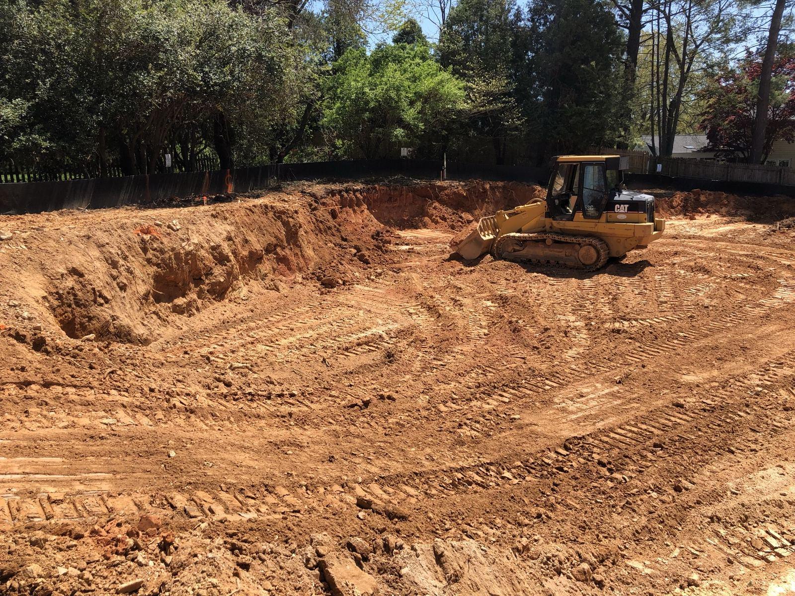 Mass excavation on a suburban lot at Touchstone.