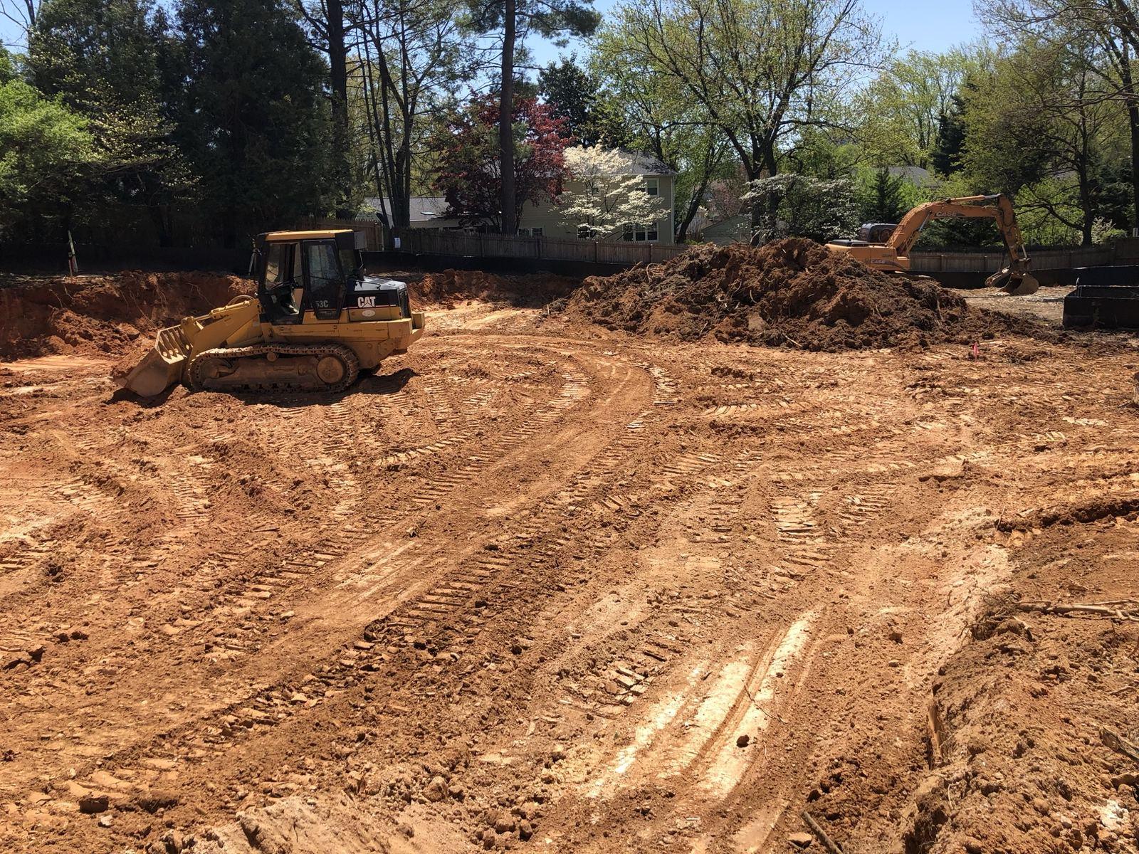 A dozer finishing the excavation floor at Touchstone.